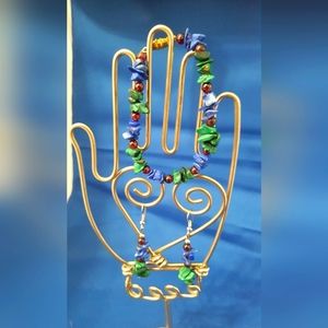 Malachite, ruby, and Lapiz Lazul jewelry set.